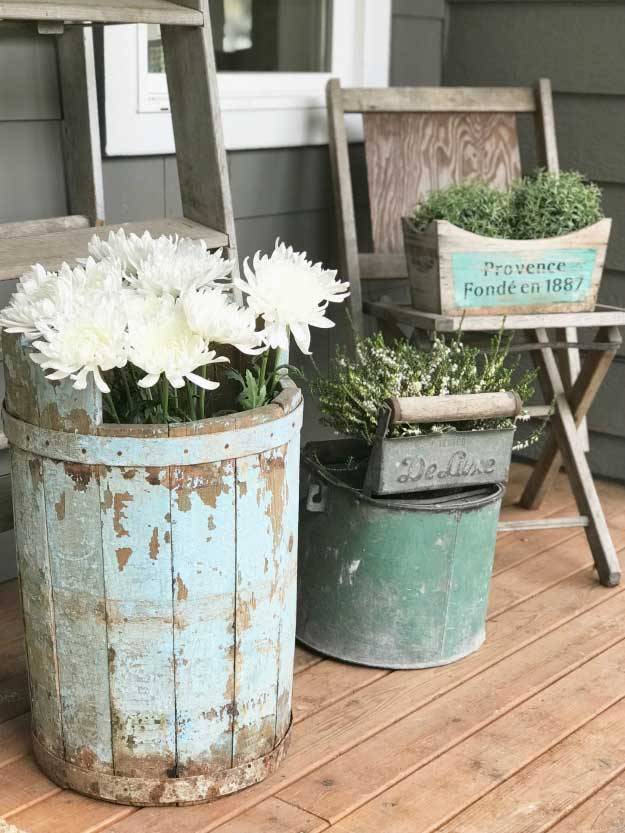 Large Rustic Metal Planter Outdoor Fall Aesthetic Garden