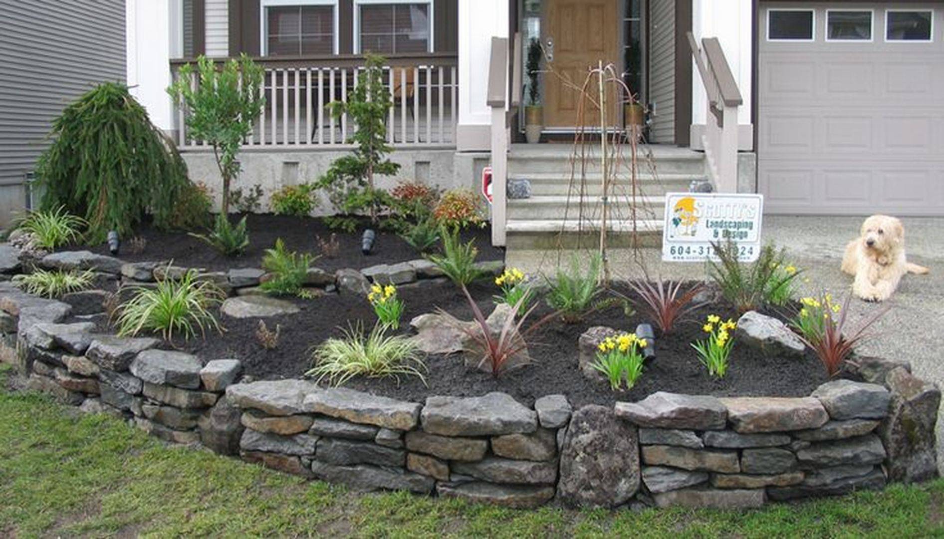 Beautiful Raised Flower Bed Stone Border