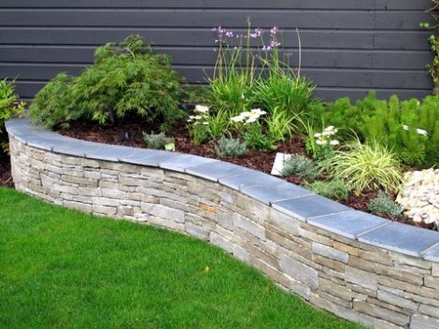 Beautiful Raised Flower Bed Stone Border