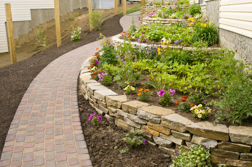 River Rock Flower Bed Designs Home Decorating Ideas