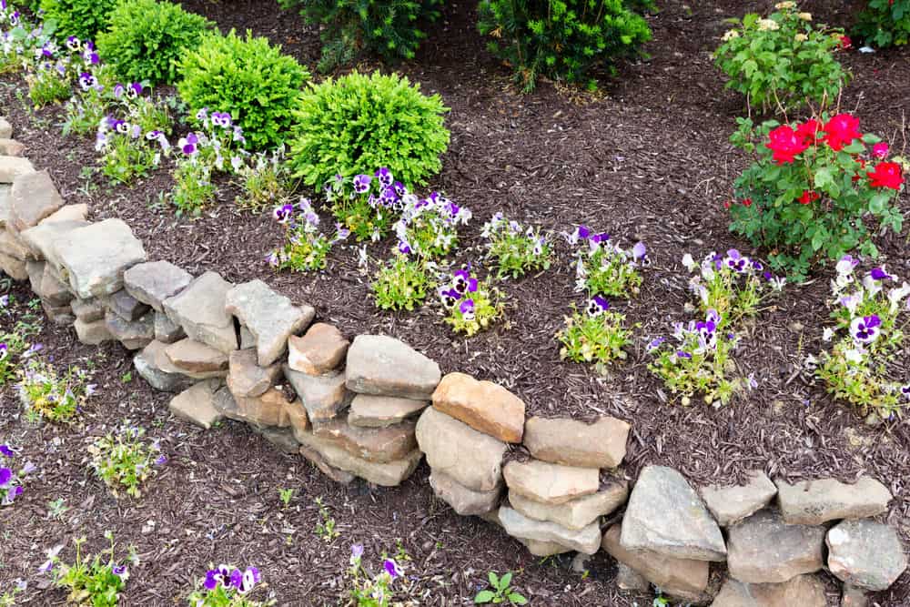 Rock Wall Flower Garden Tiny Landscape