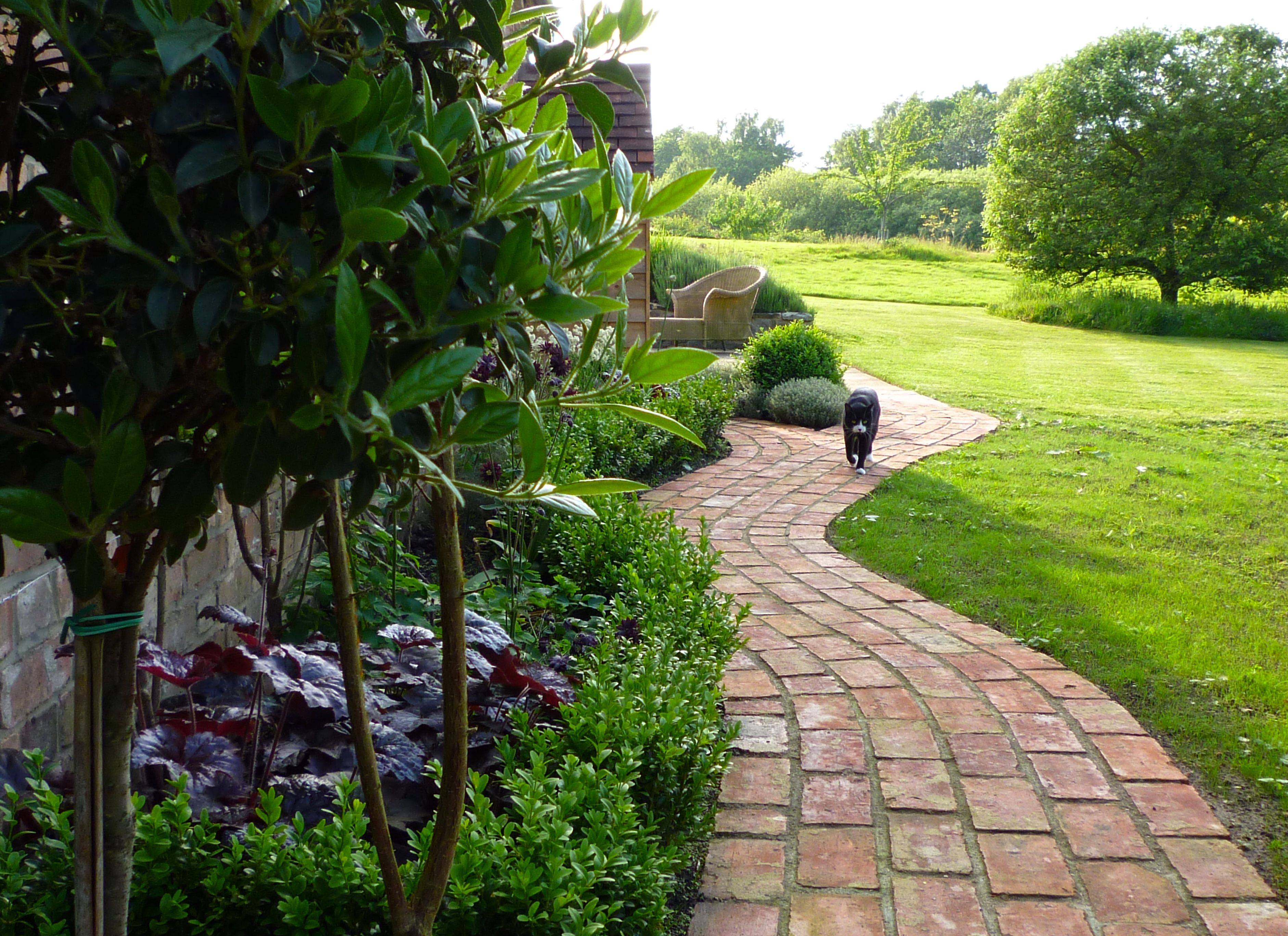 A Brick Garden Path Rustic Pergola