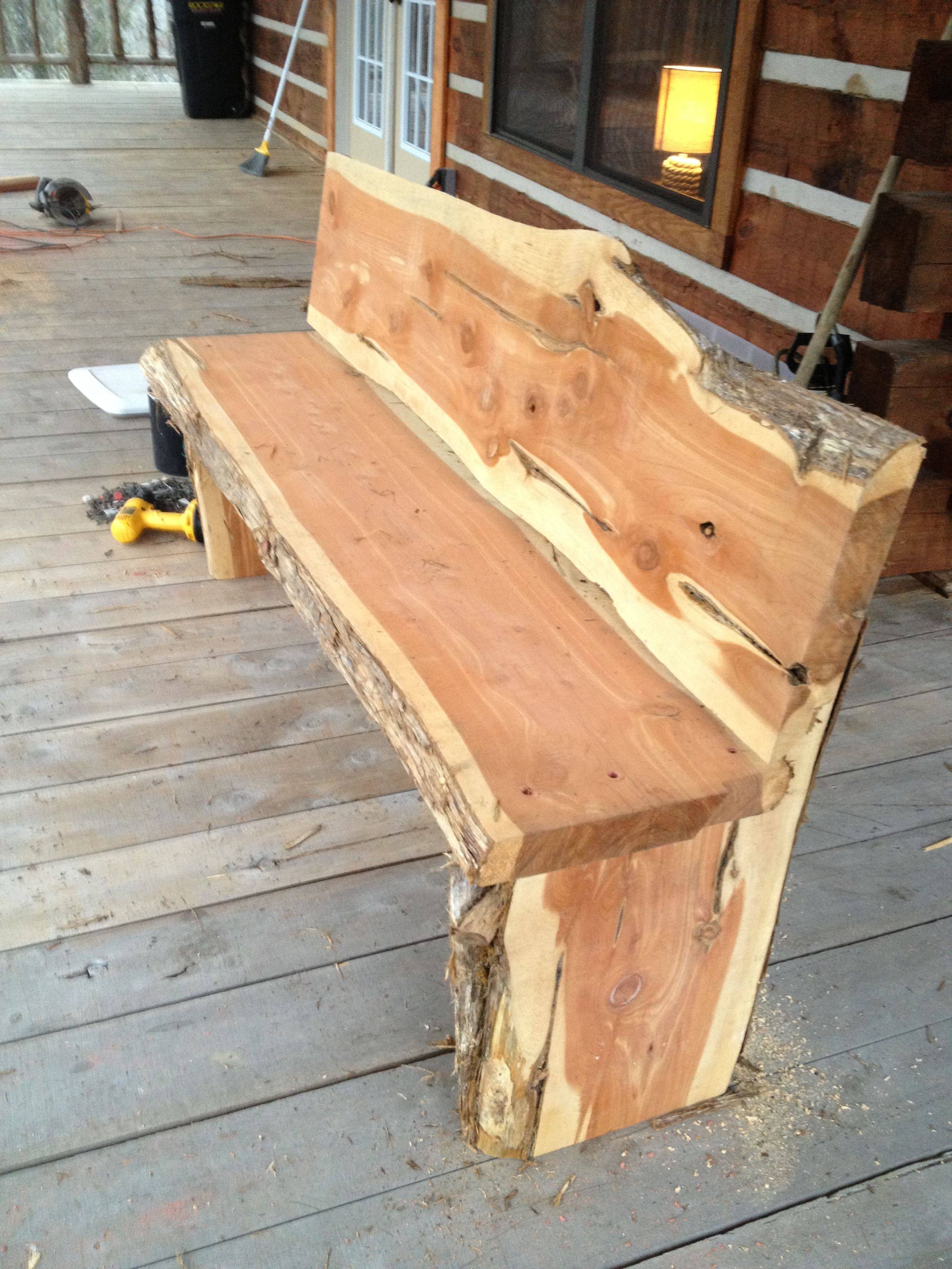 Rustic Wood Bench Outdoor Patio Garden Bench