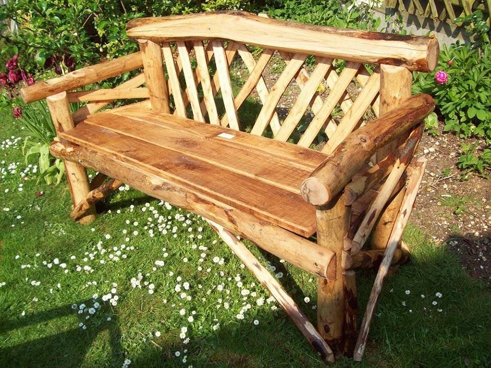 Rustic Wooden Garden Bench Seat