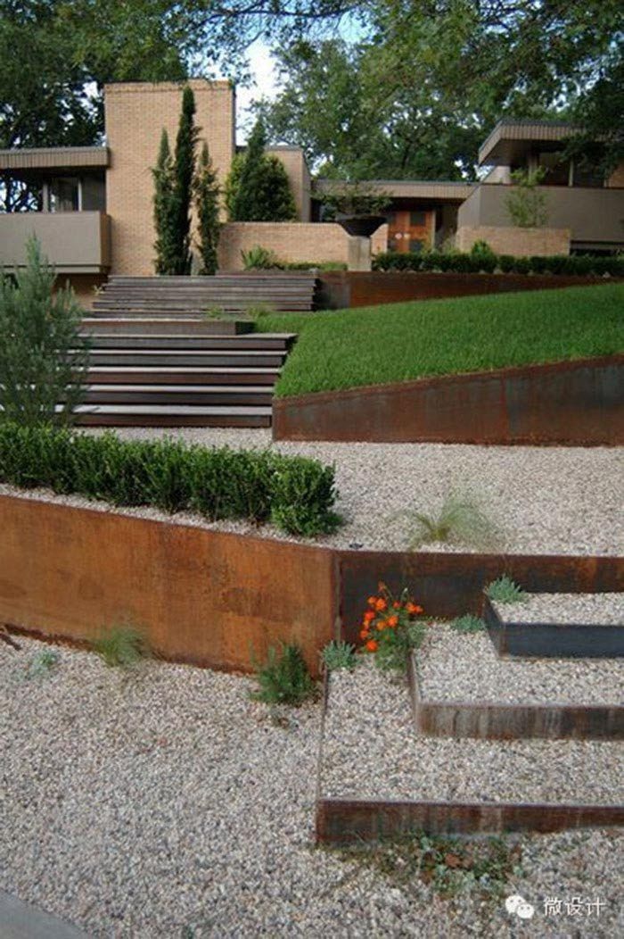 Corten Steel Wall Image Contemporary Garden