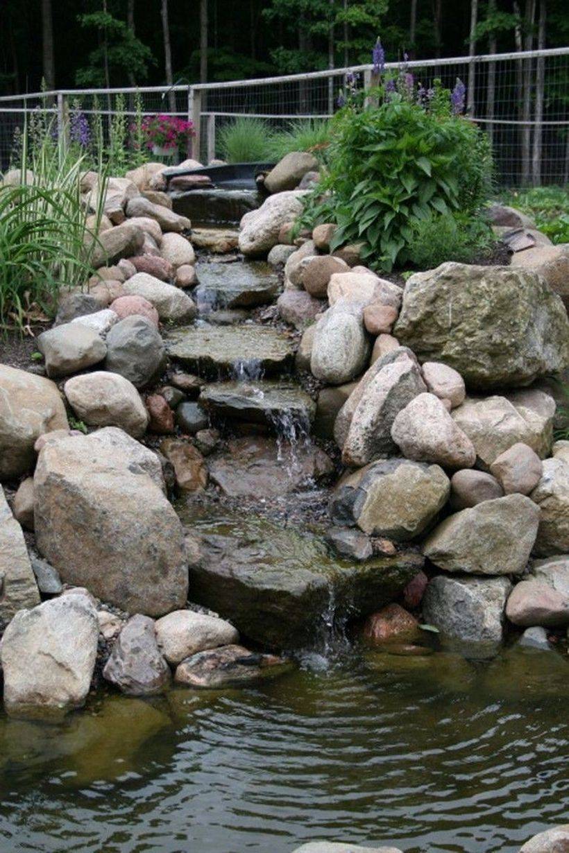 Lovely Backyard Waterfall And Pond Landscaping Ideas
