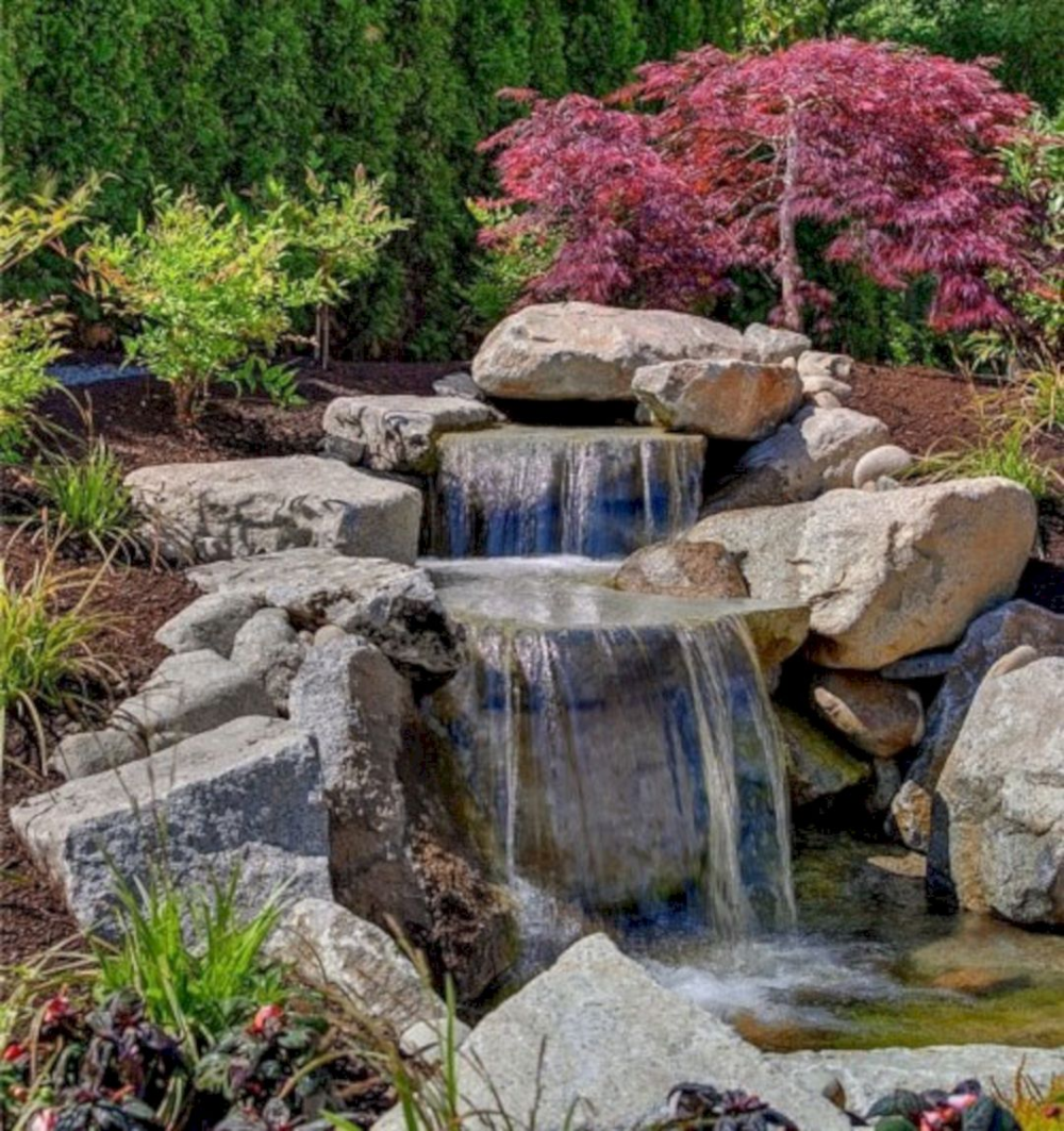Lovely Backyard Waterfall And Pond Landscaping Ideas