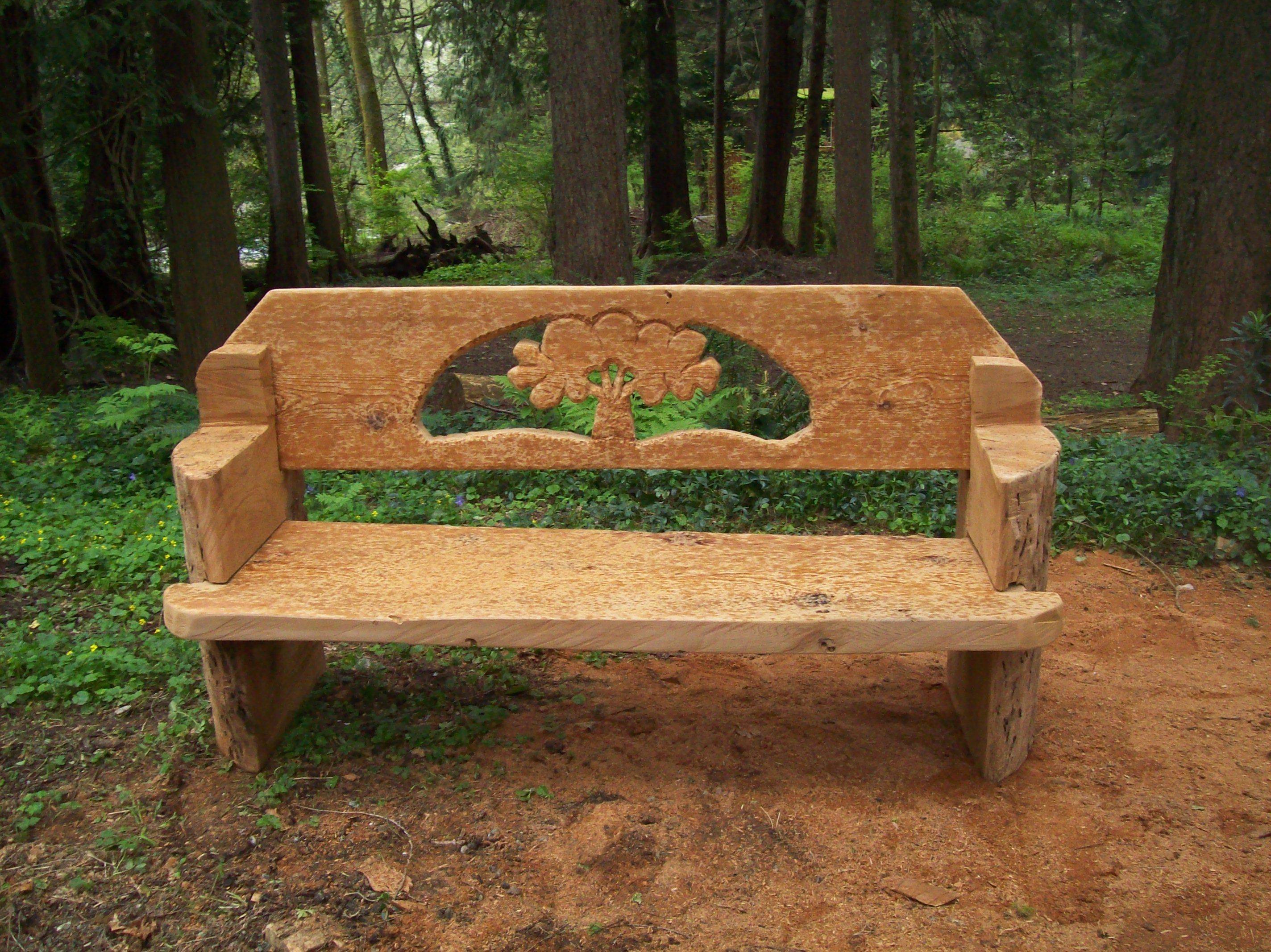 Rustic Oak Log Garden Bench