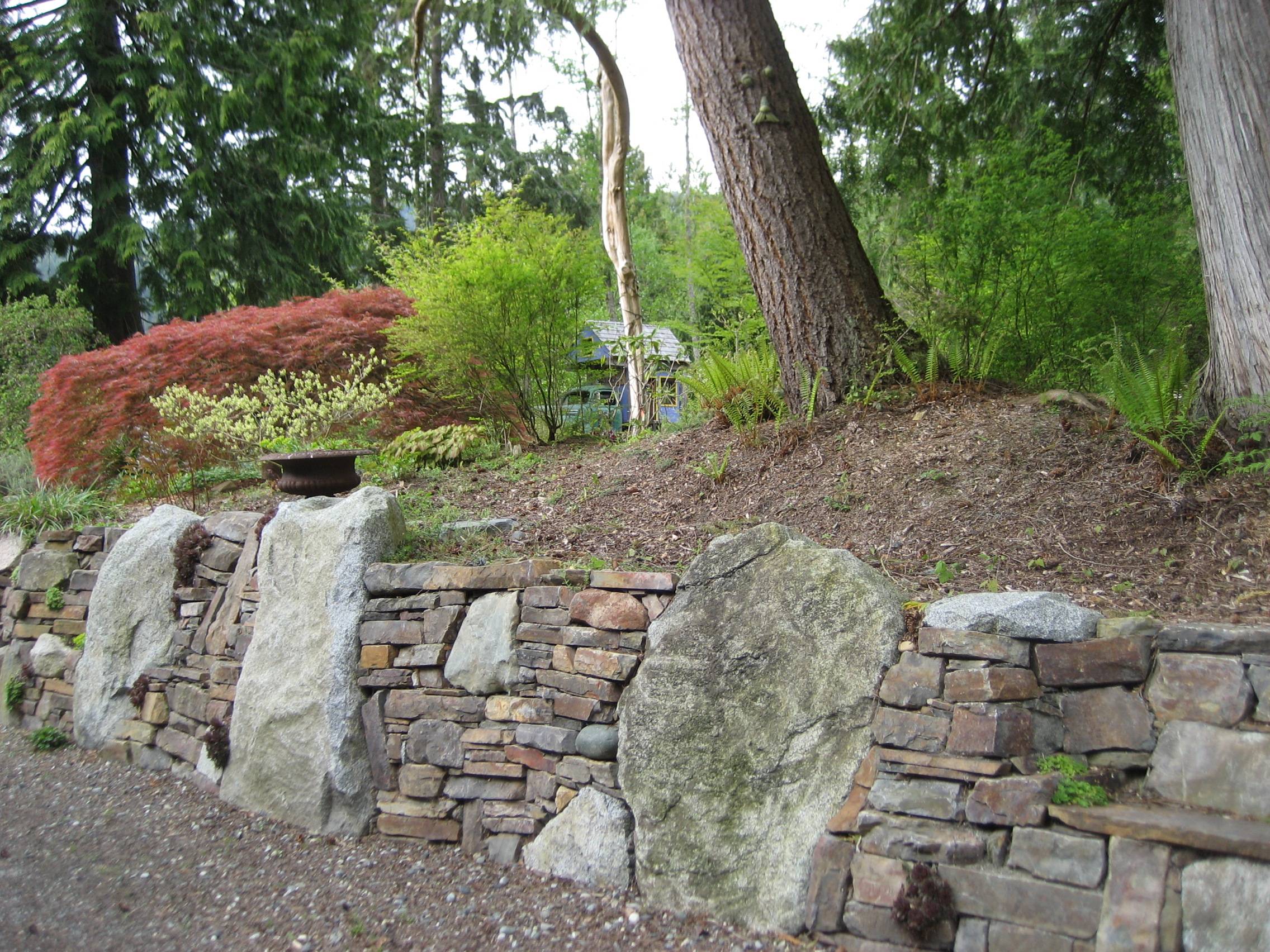 Dry Stack Field Stone Retaining Wall