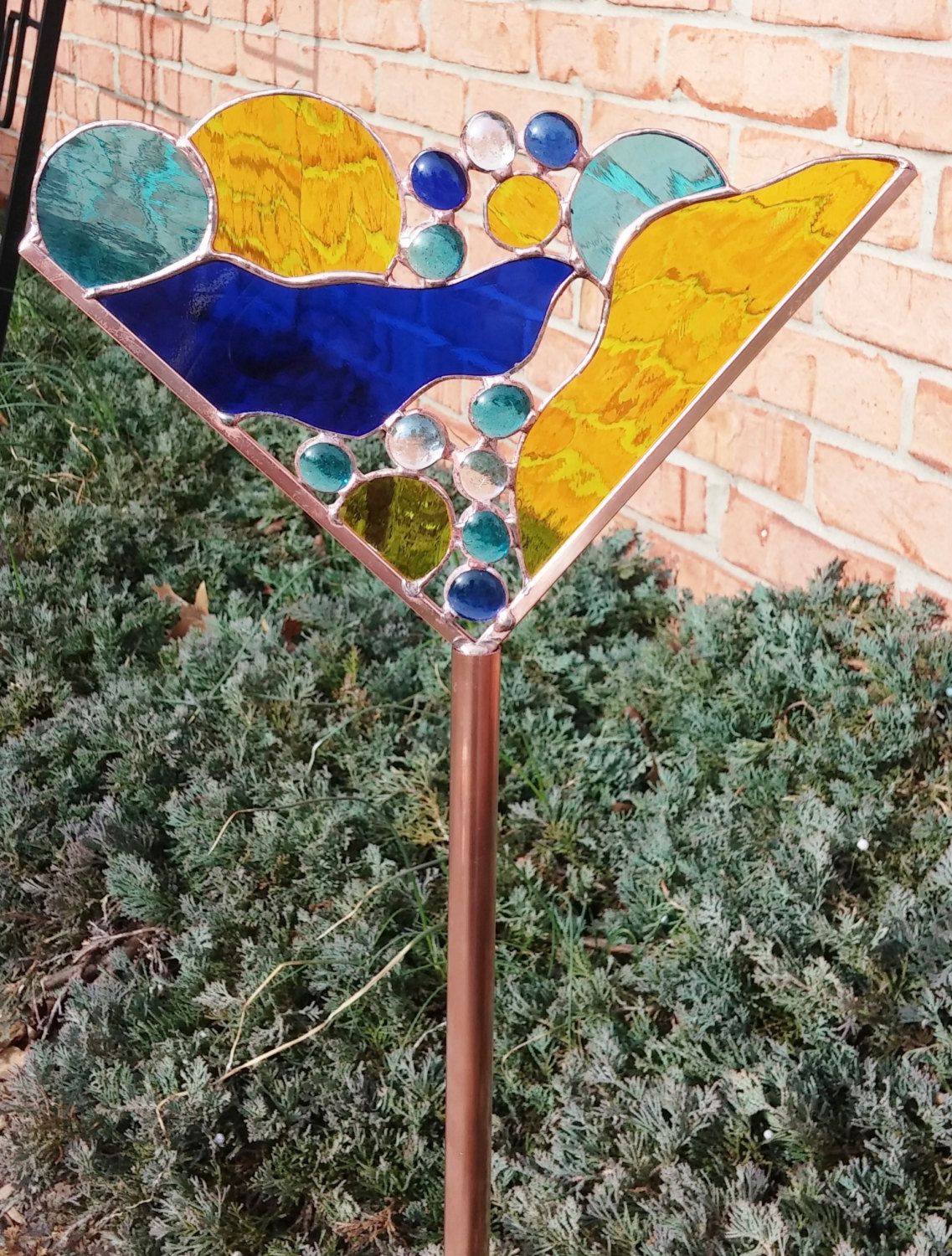 Stained Glass Garden Art Glass Garden Yard Art Garden