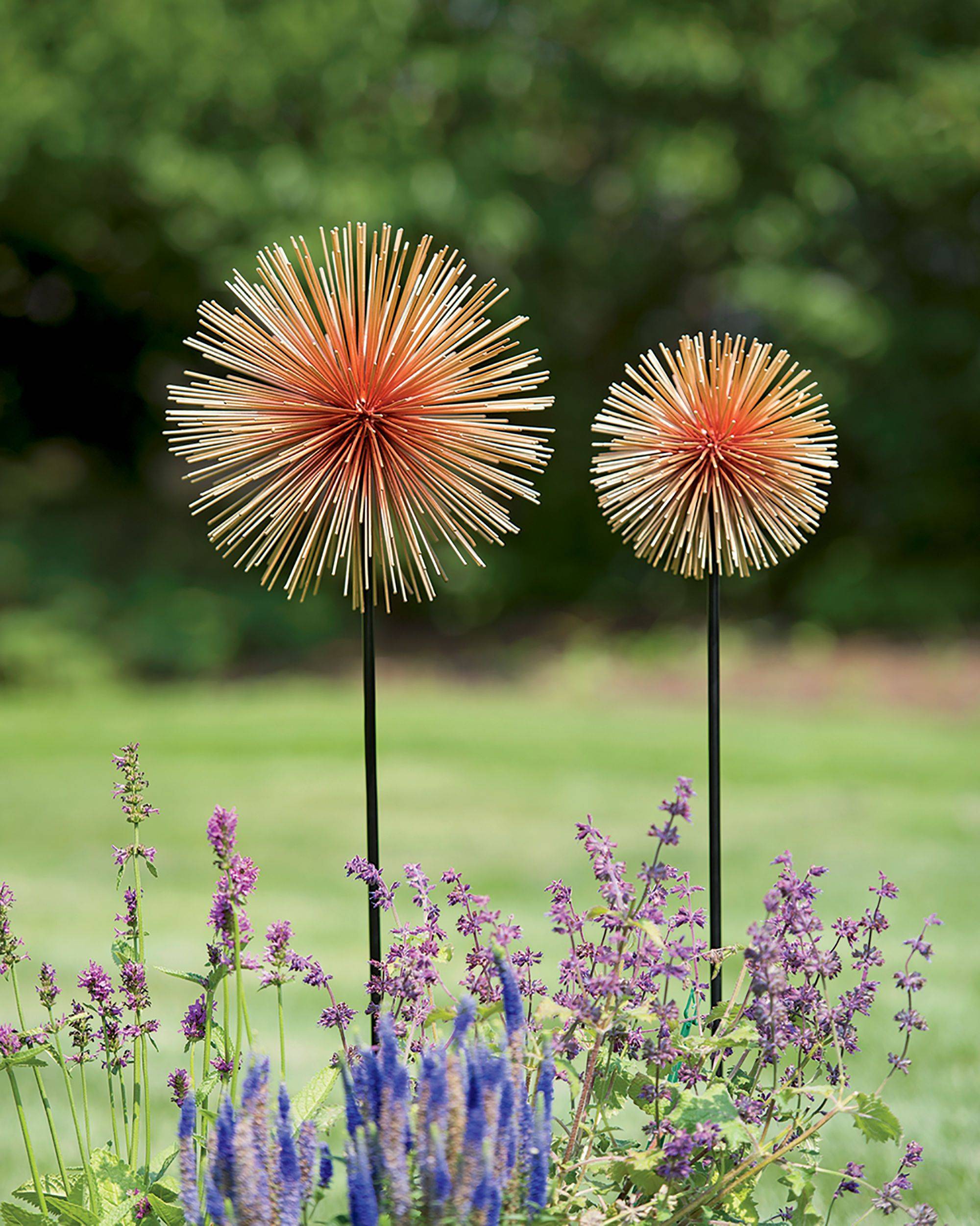 Three Daylily Metal Garden Stakes