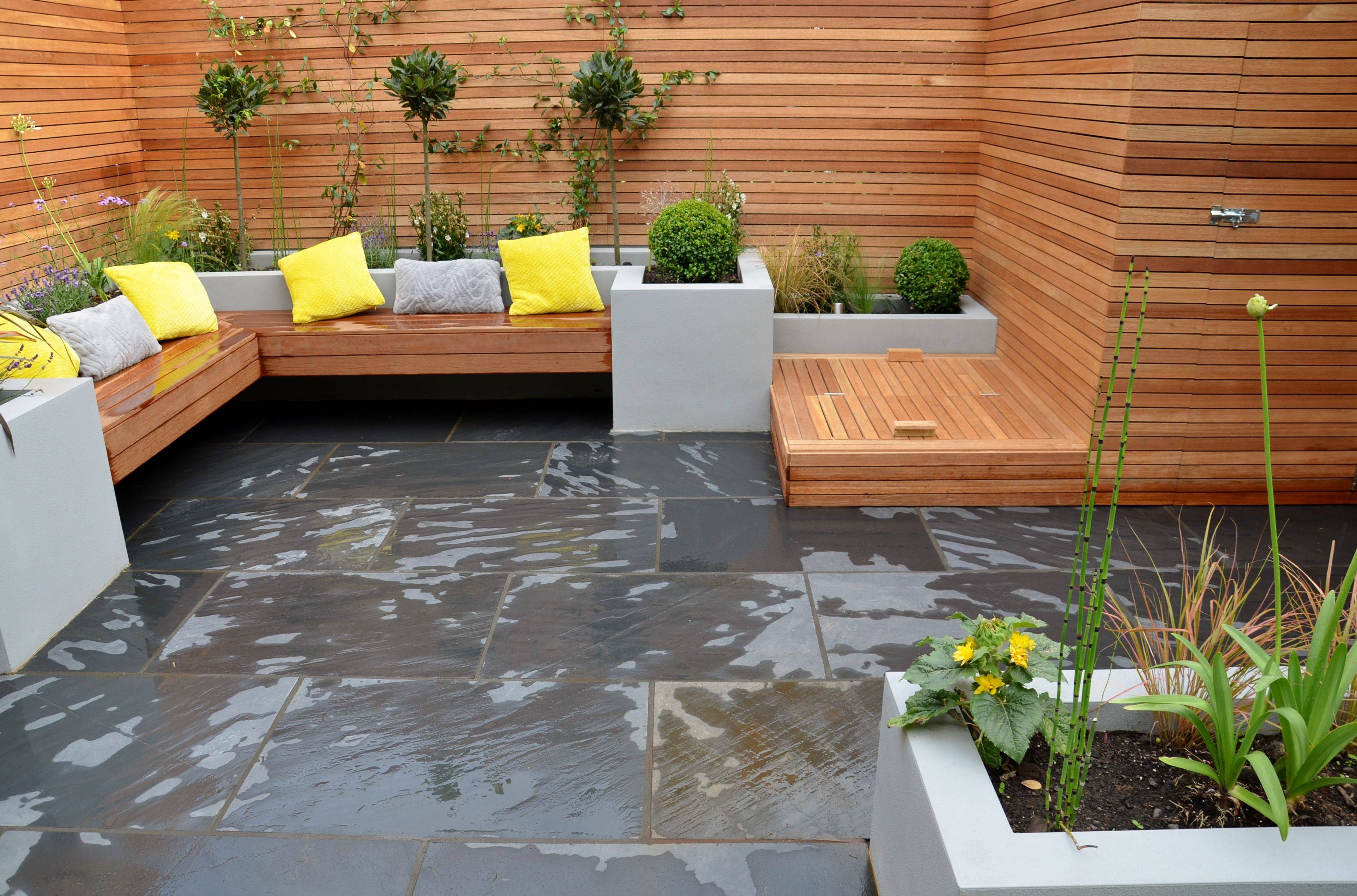 Modern Garden Design Small London Cedar Screen Grey