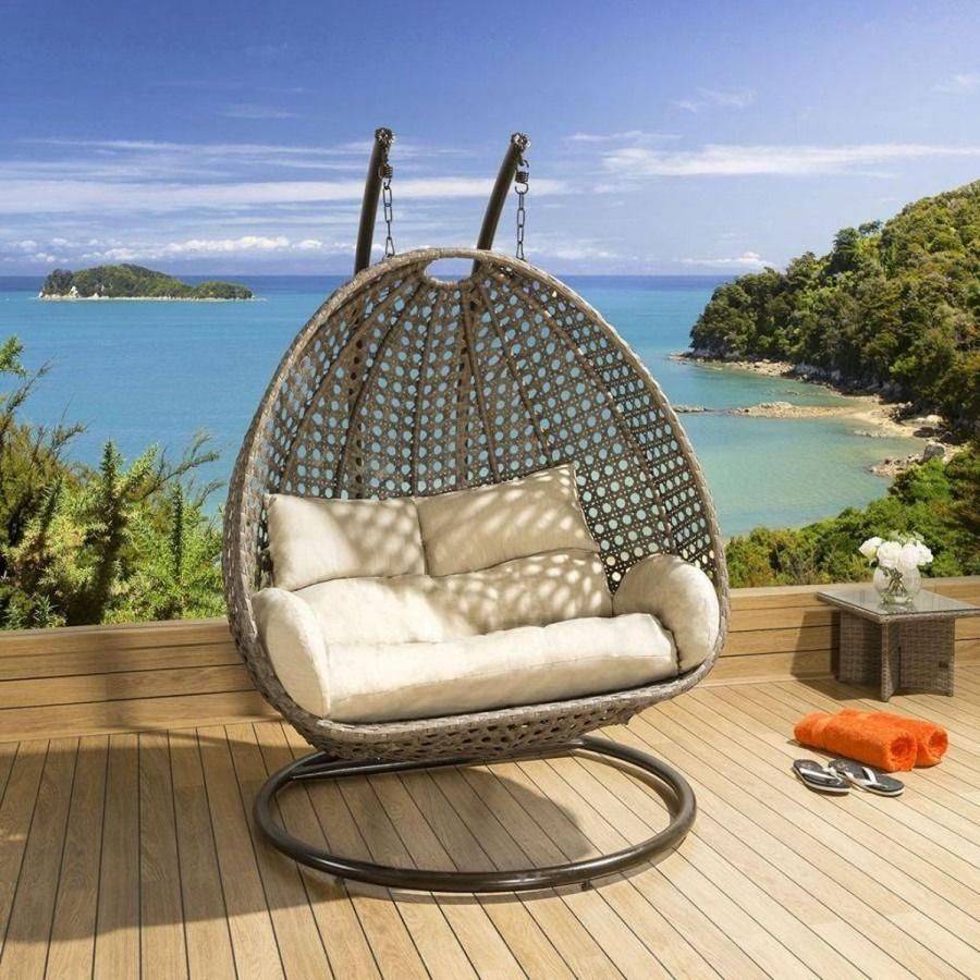 Seater Garden Pod Chair Extra Large Rattan Outdoor Egg Brown Beige
