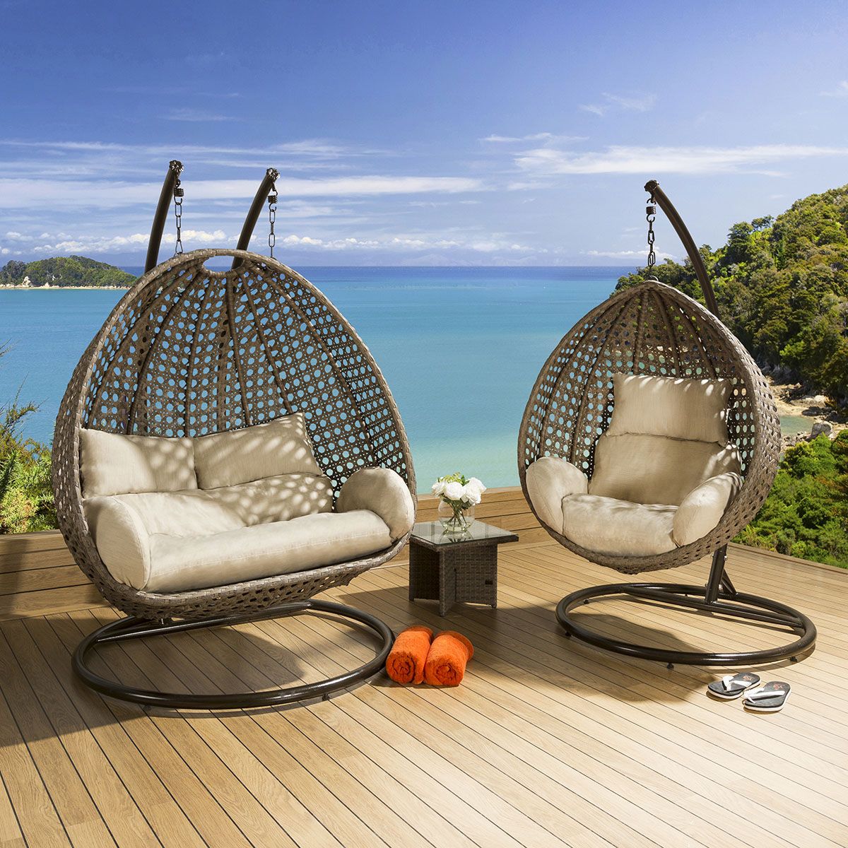 Luxury Outdoor Person Garden Hanging Pod Egg Chair Grey Silver