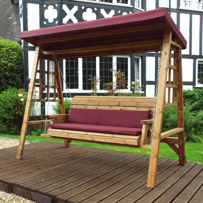 Outsunny Seater Larch Wood Garden Swing Chair