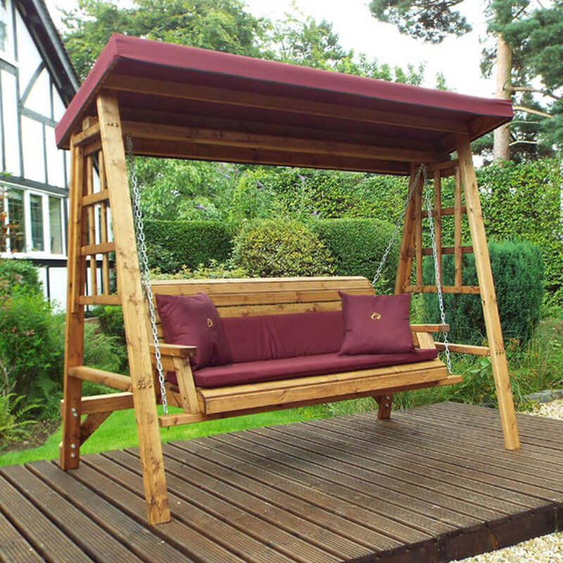 Outsunny Wooden Garden Swing Chair Seat Hammock Bench Lounger Outdoor