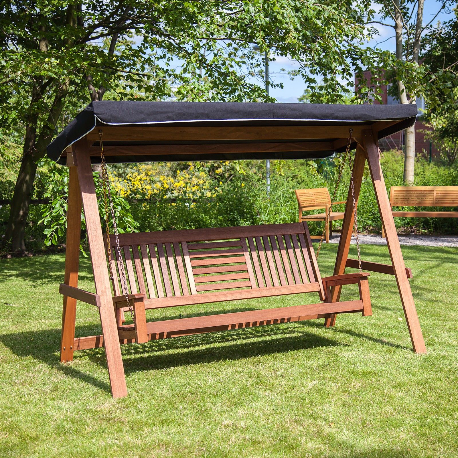 Wooden Garden Swing Bench Outdoor Swinging Seat Garden Furniture Bench