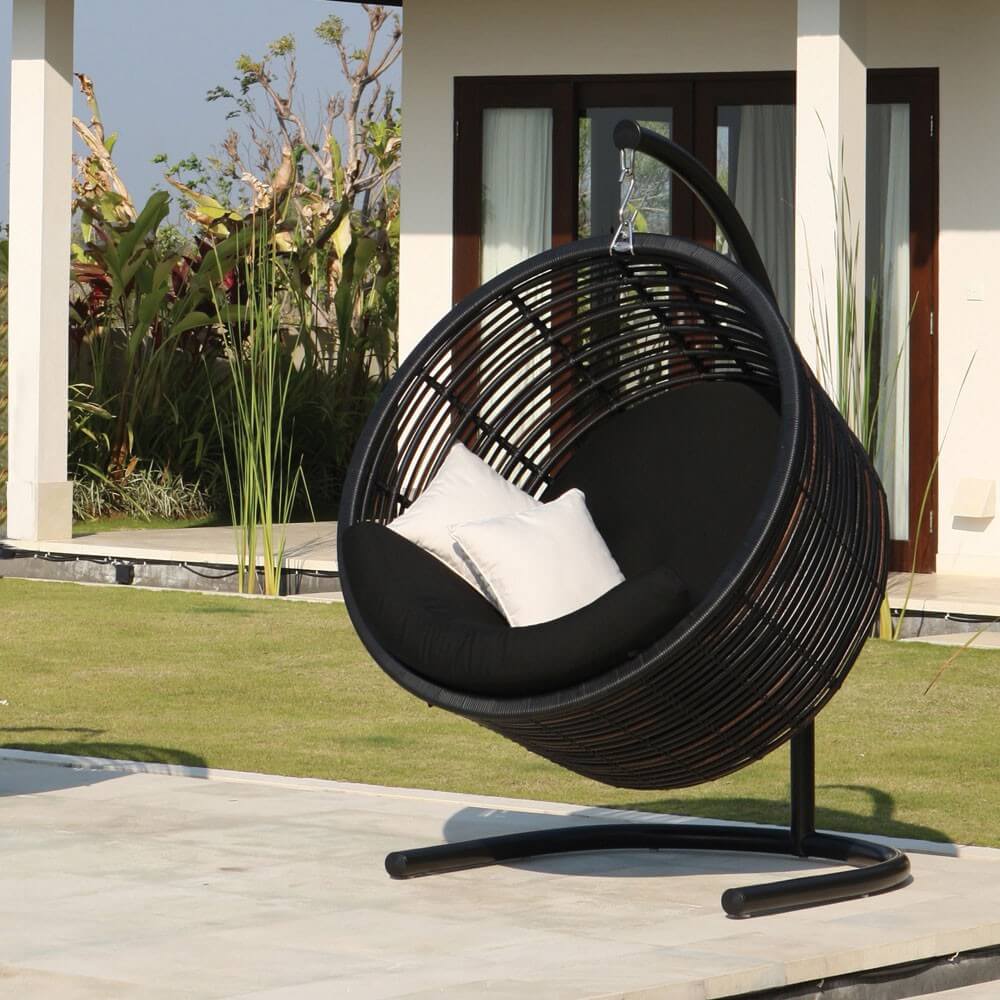 Unique Hanging Swing Outdoor Garden Furniture Decor White Frame