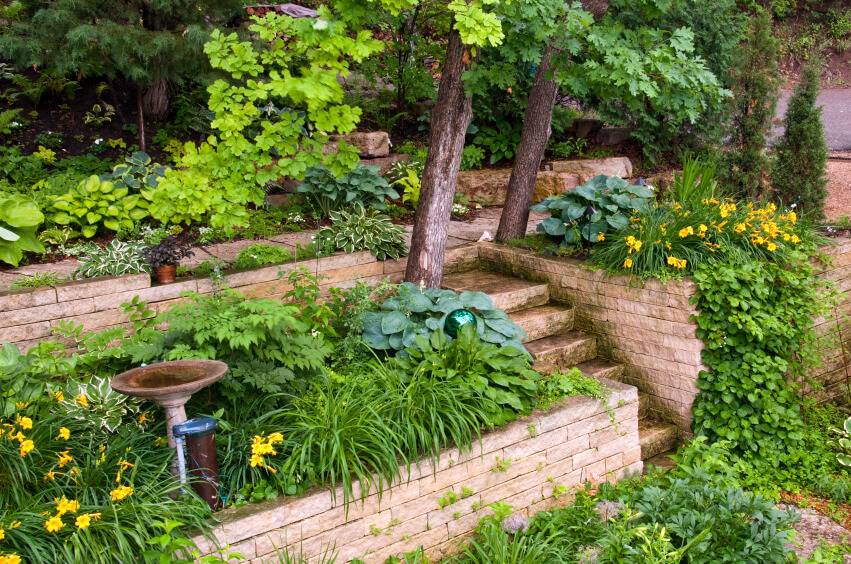 Backyard Retaining Wall Ideas And Terraced Gardens Photos Home