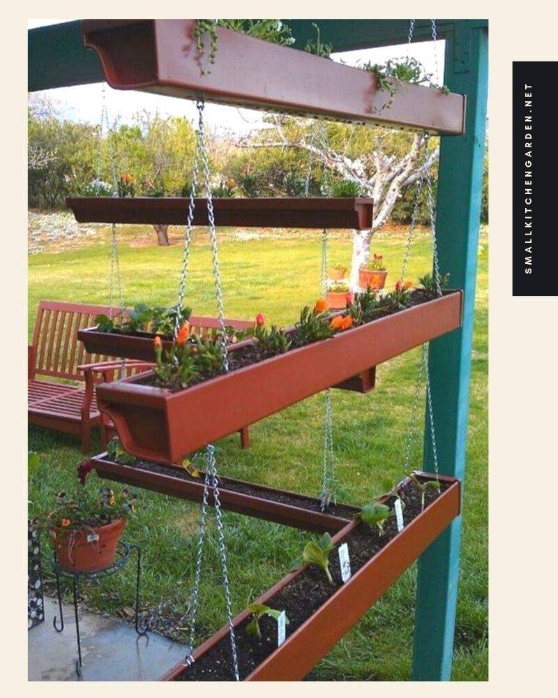 Easy And Neat Rain Gutter Garden Ideas