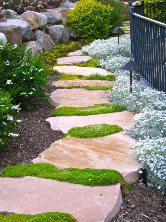 A Curved Stepping Stone Path Land Designs