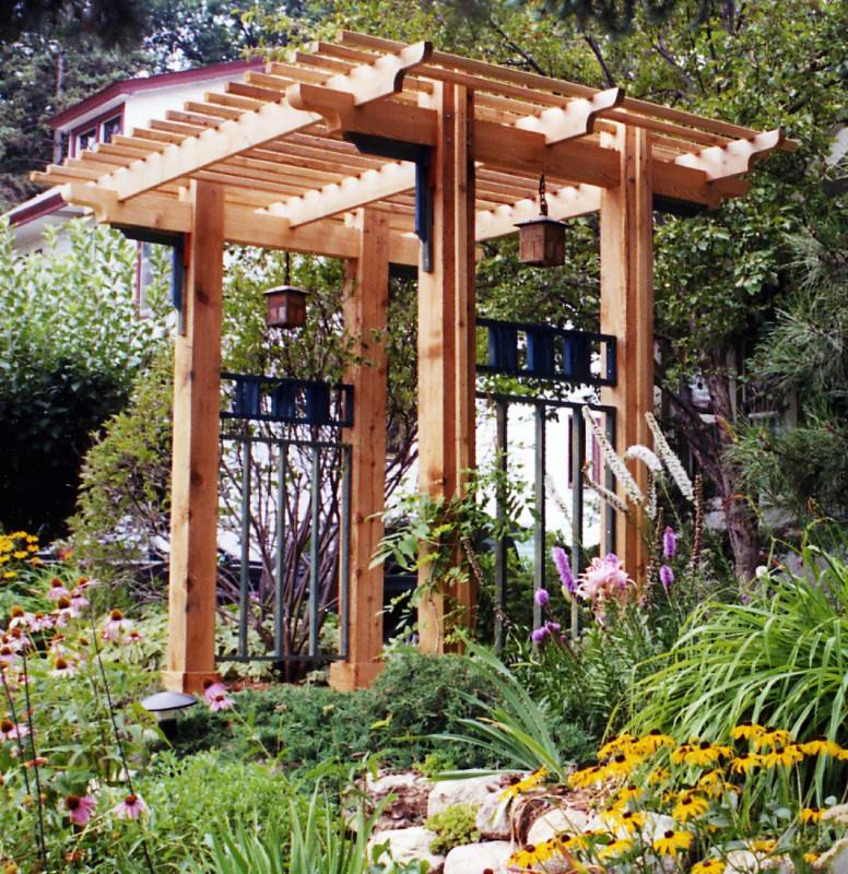 Entry Pergola Asian Landscape Seattle