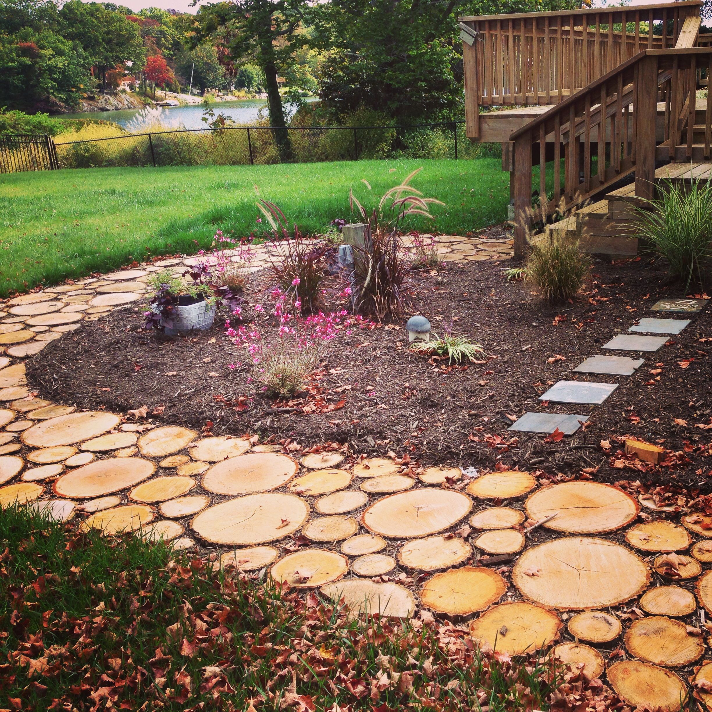 Backyard Garden Wood And Stone Path