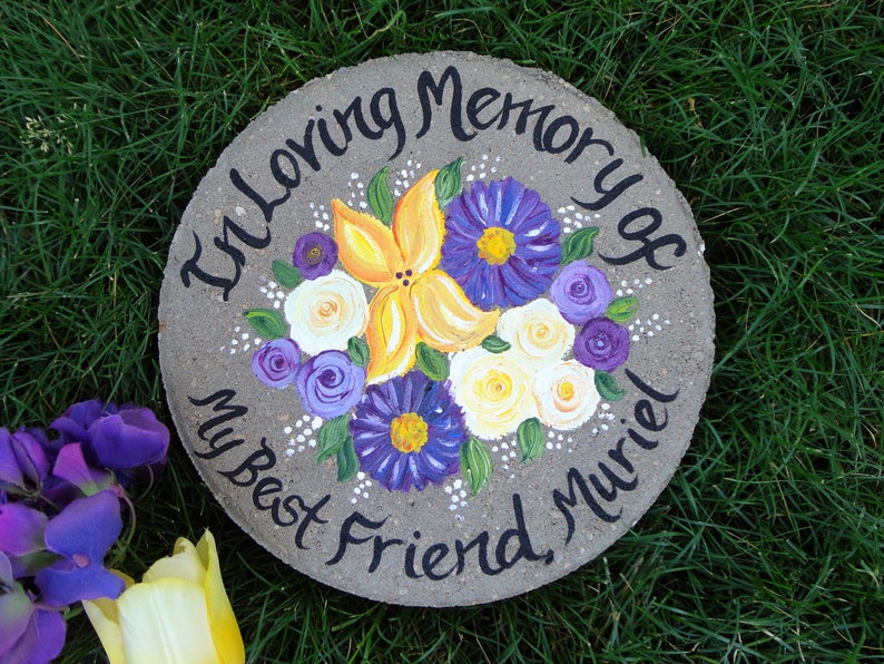 Memorial Stepping Stone Personalized Garden Stone Tulips