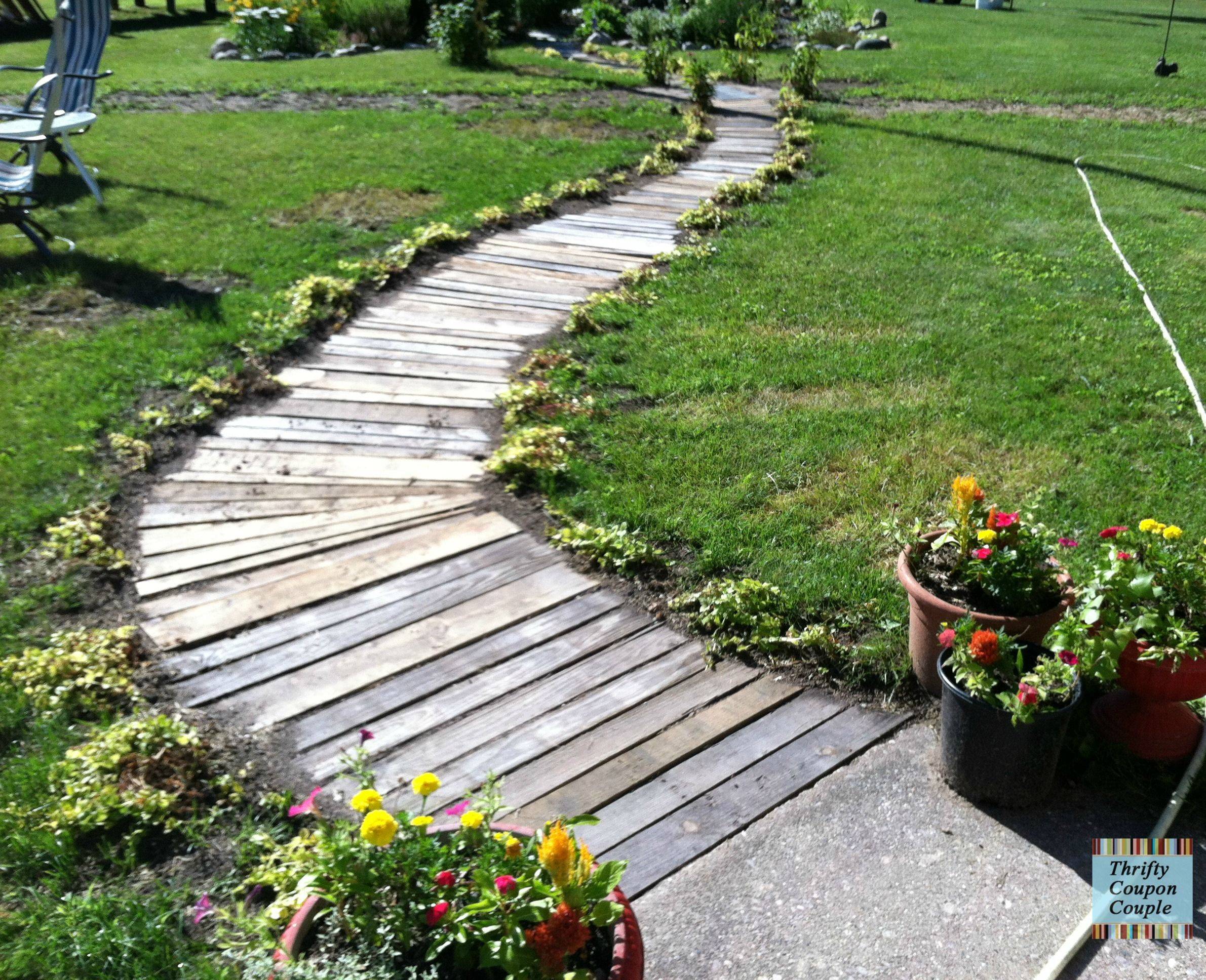 Recycled Pallet Garden Walkway Side Yard Landscaping Backyard