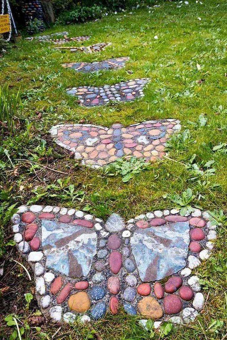 Brown Pebble Mosaic Tile Art Stone Plates River Rock Path Diy Garden