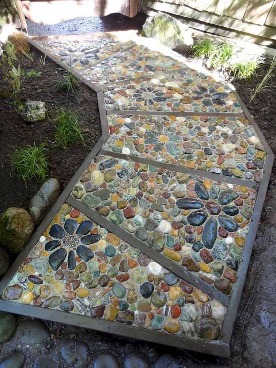 Natural Pebble Mosaic And Stepping Stones