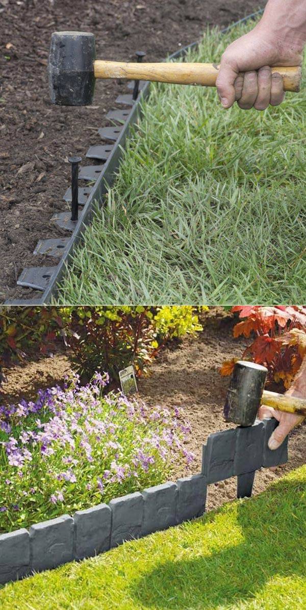 Plastic Brick Effect Garden Edging Lawn Garden Border Fence