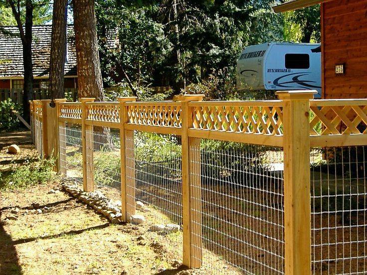 Woodandweldedwirepanelfence Fence Landscaping