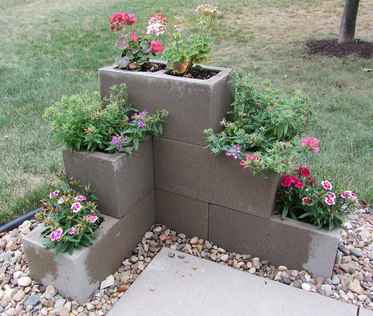 My Cinder Block Flower Garden