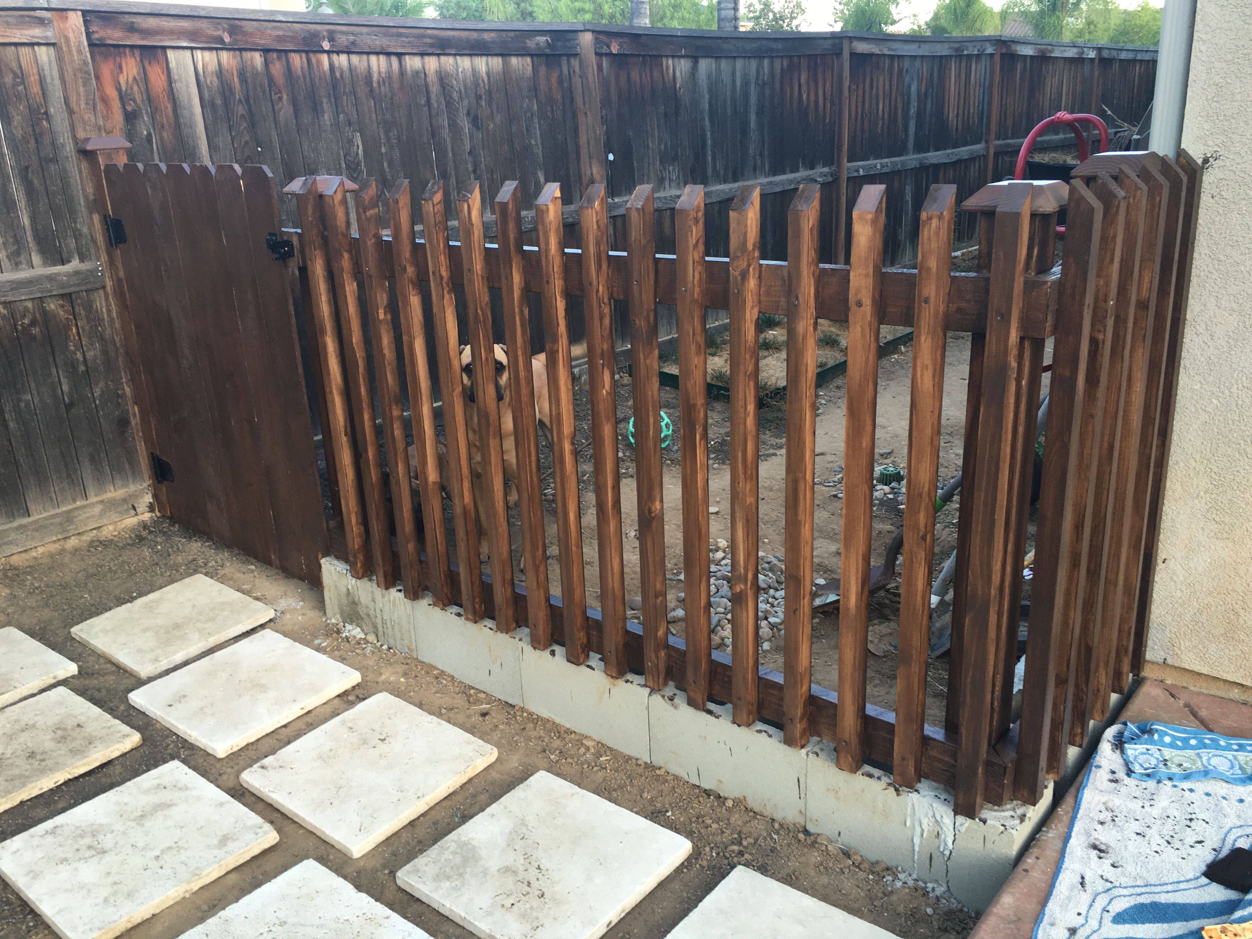 Cinder Block And Wood Fence