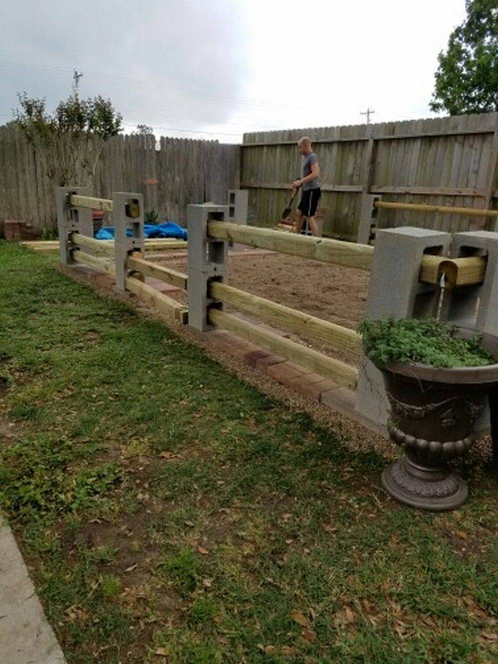 Cinder Block Wood Fence Fences