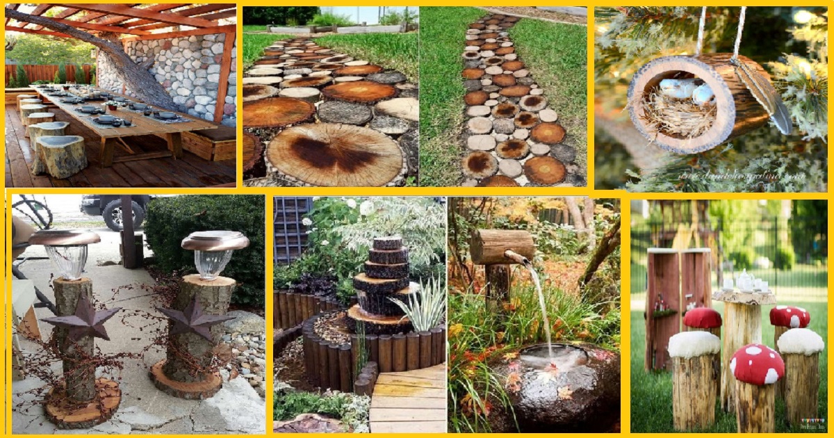 Wooden Log Train Planter Idea