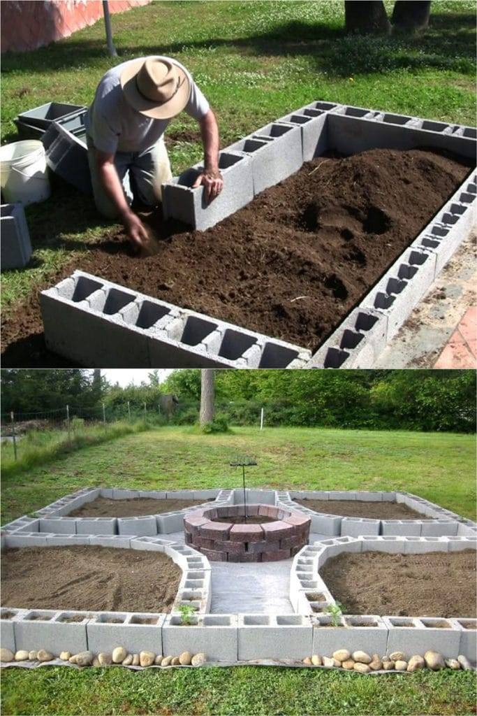 A Cinder Block Raised Garden Bed