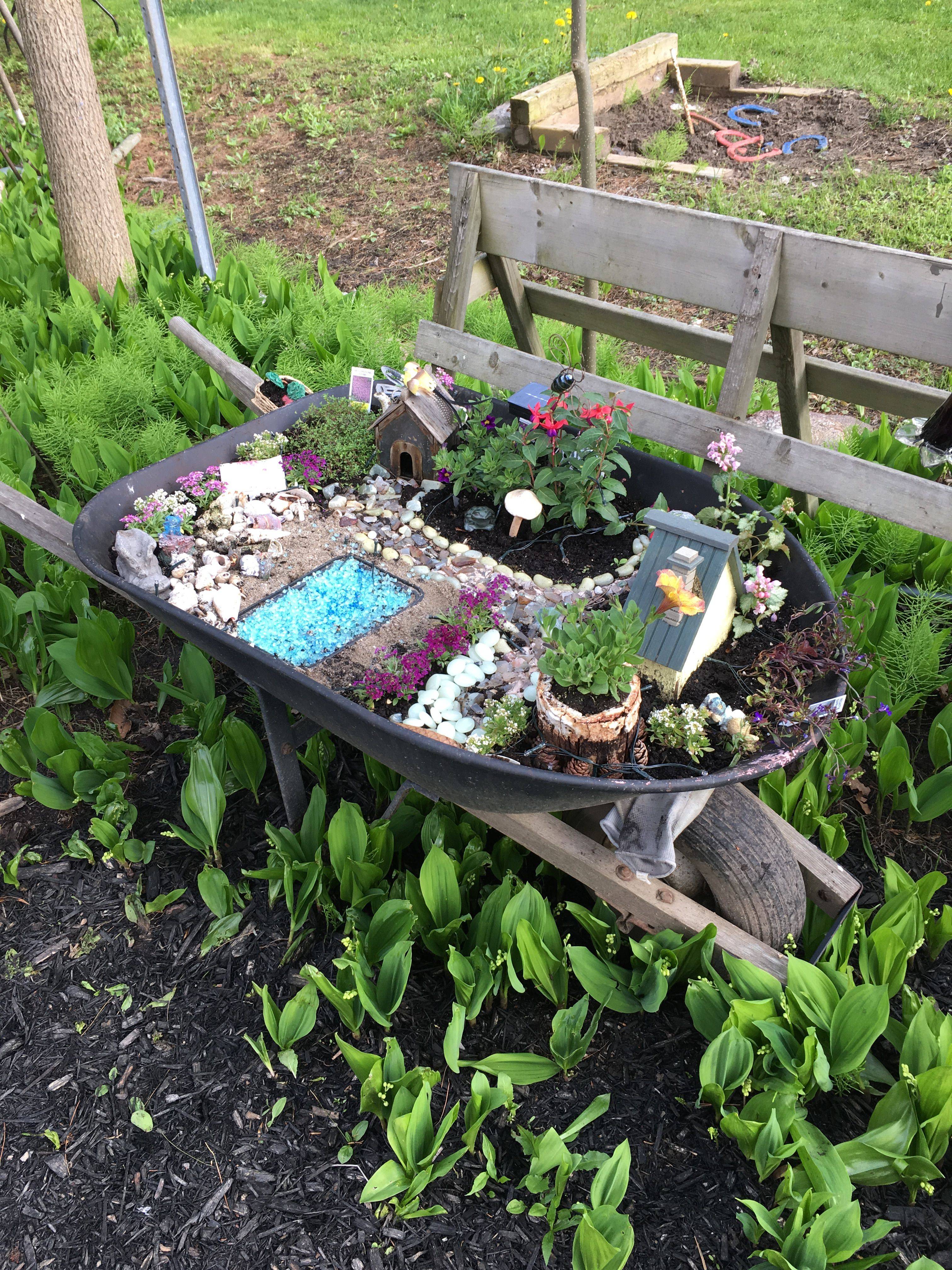 Wheelbarrow Fairy Garden