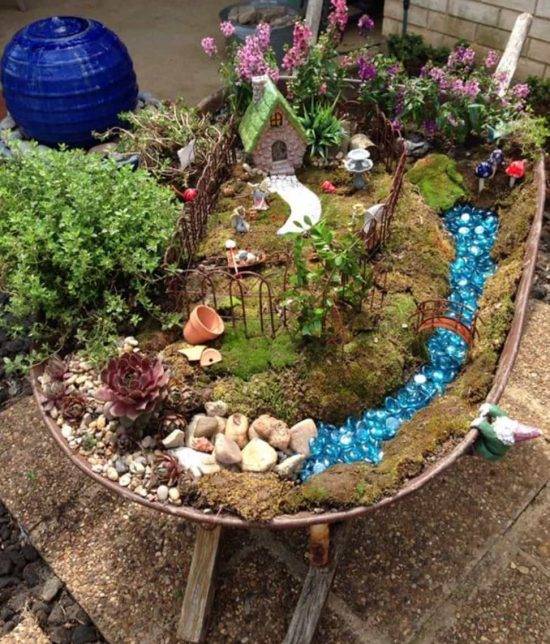 Wheelbarrow Fairy Garden