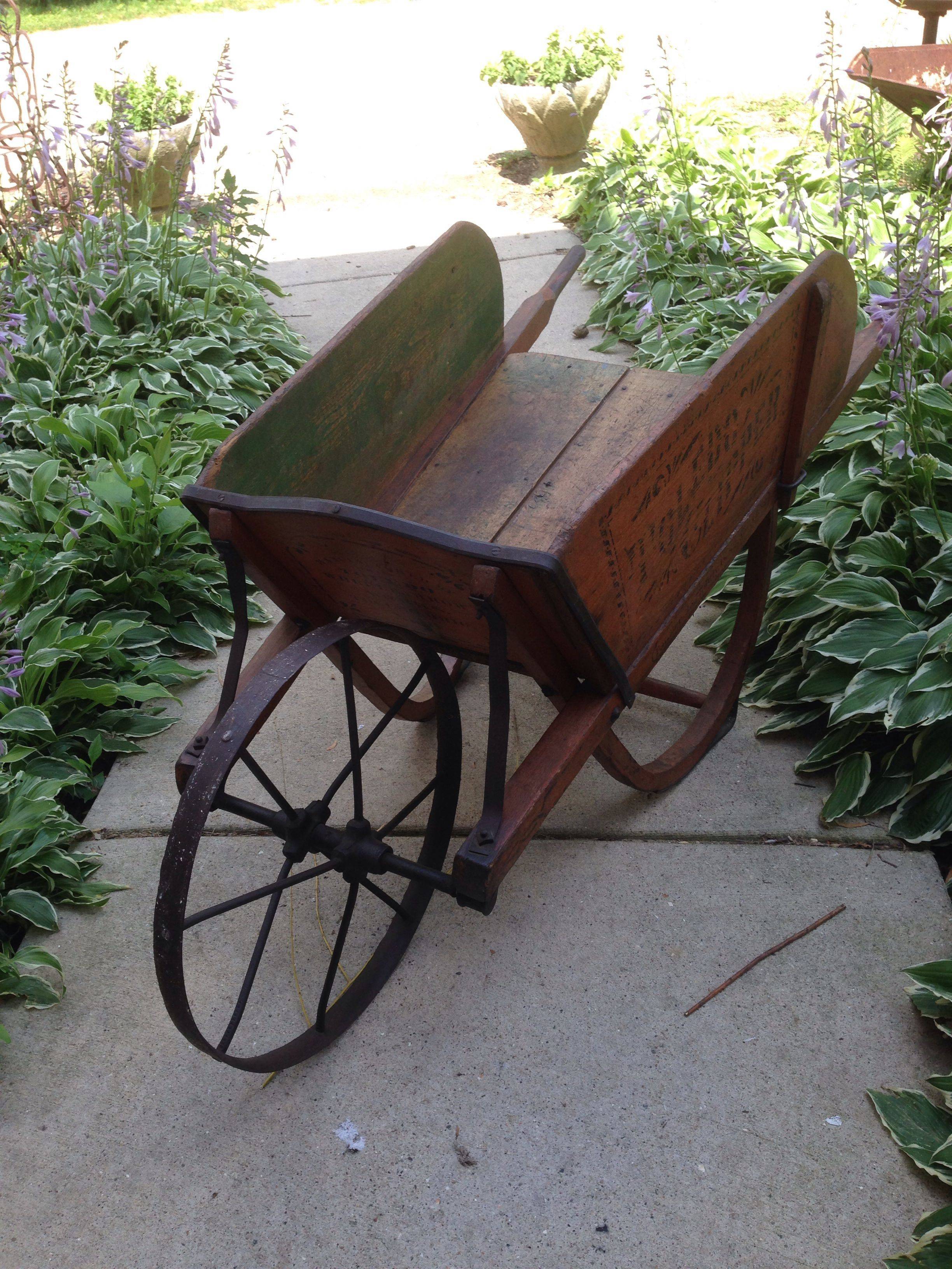 Antique Wooden Wheelbarrow