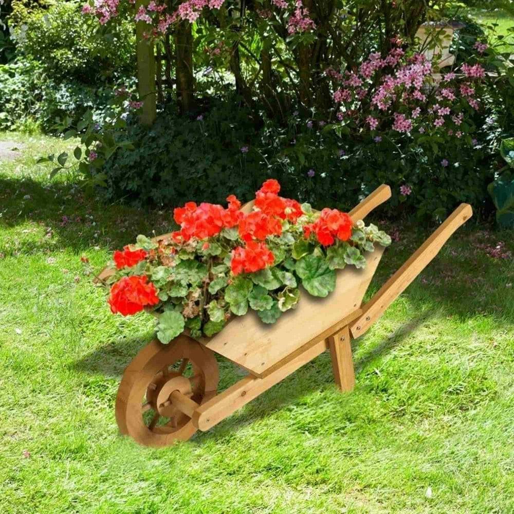 Reclaimed Wood Wheelbarrow Planter