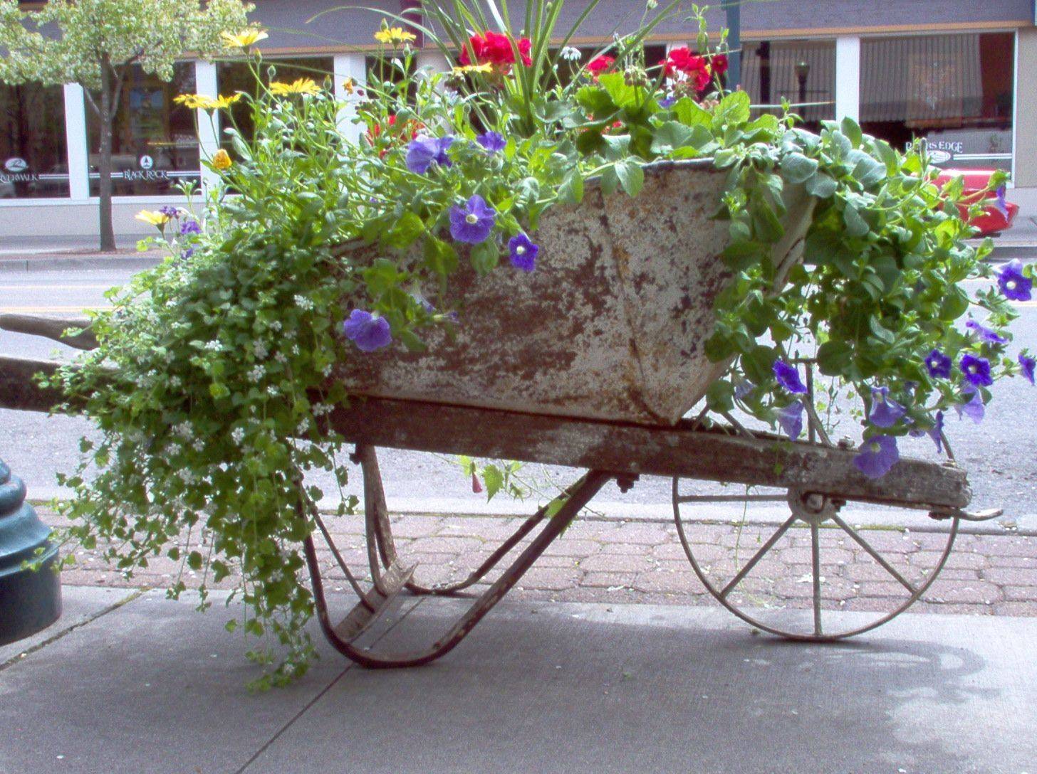 Antique Style Wooden Wheelbarrow