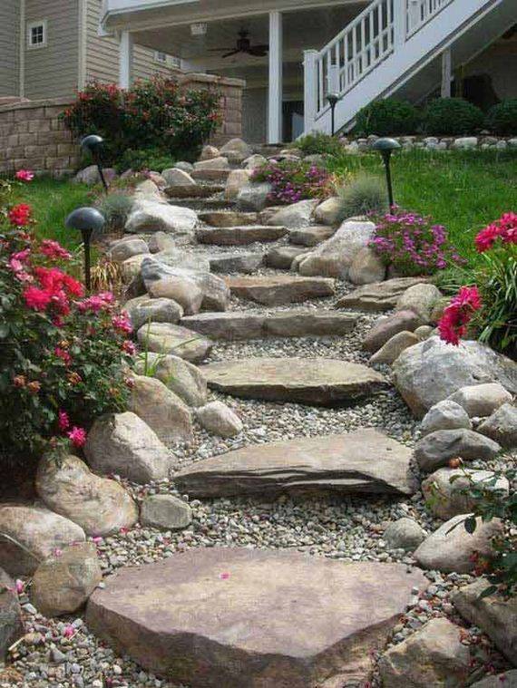 Natural Stone Steps Rustic Landscape Boston