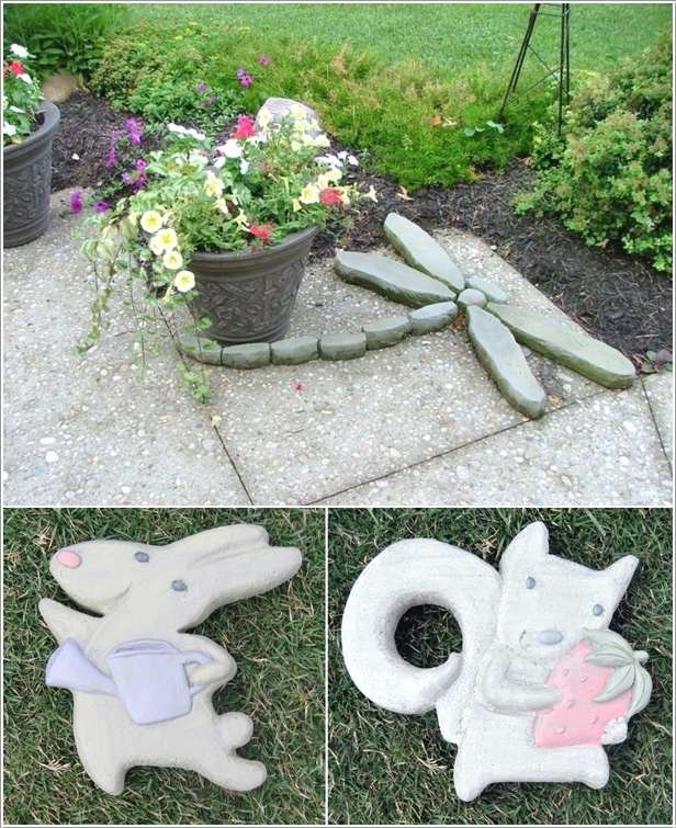 Stone Flowers Garden Art Hand