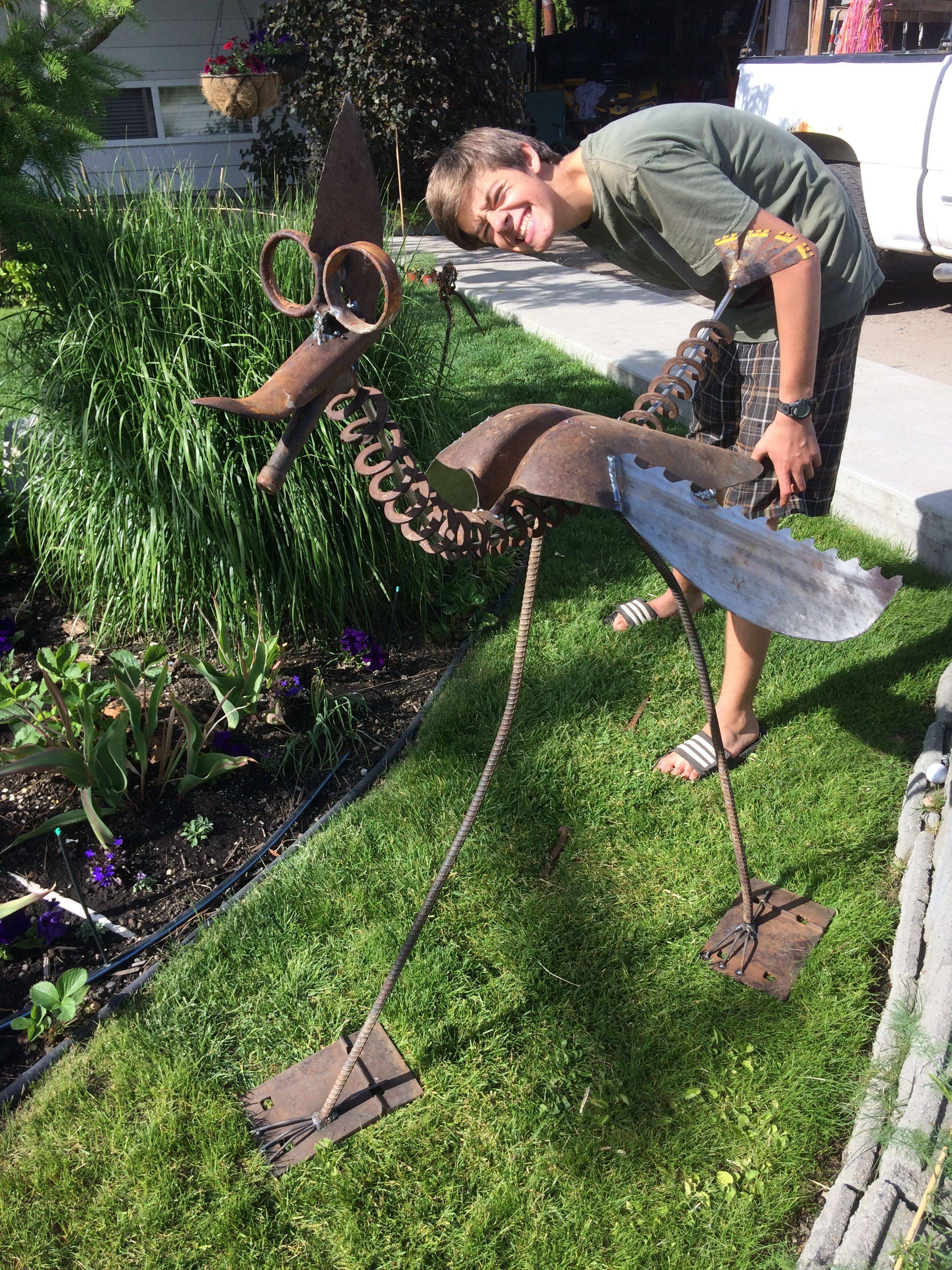 Funky Bird Metal Yard Art