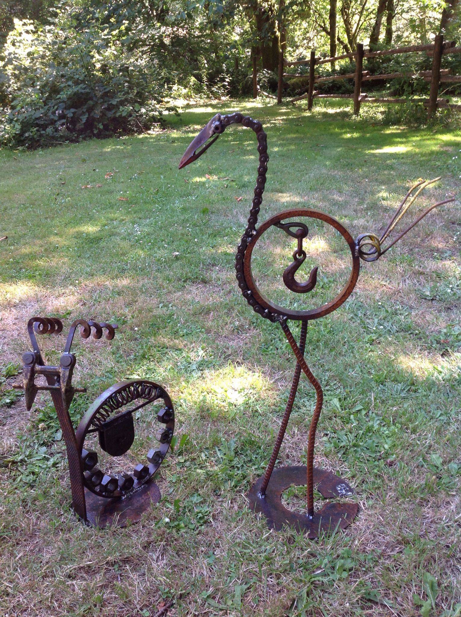 Funky Bird Metal Yard Art