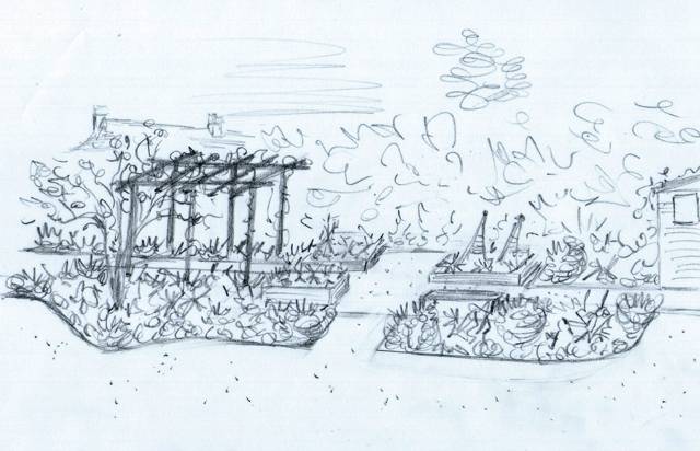 Drawing Family Vegetable Garden