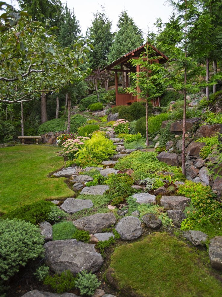 Hillside Garden Path Japanese Garden