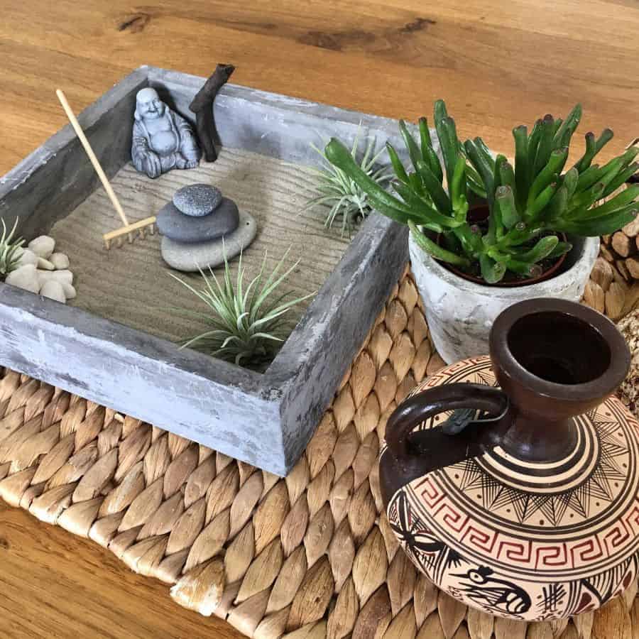 Mini Zen Garden Ocean Sand Garden Blue Desk